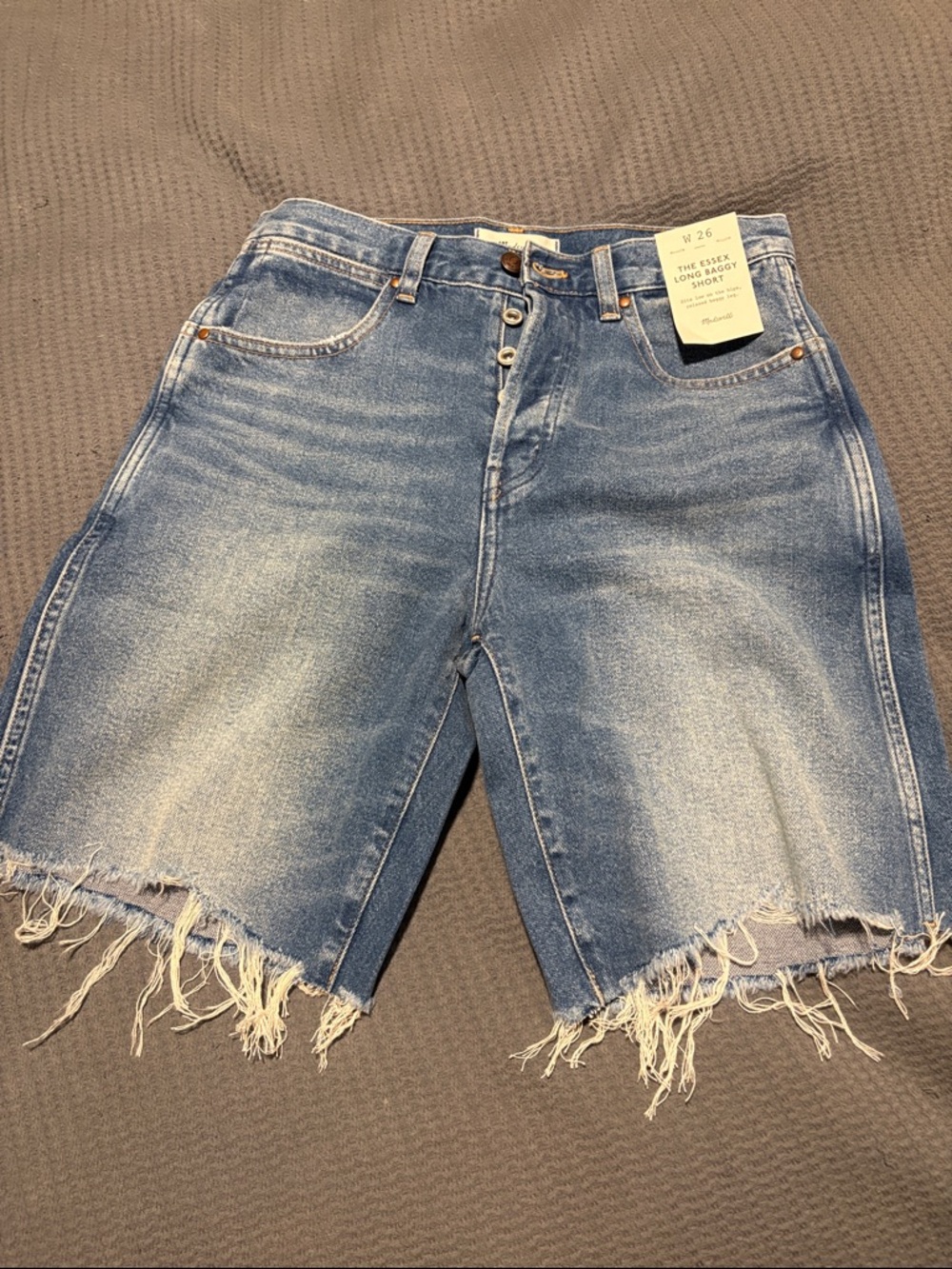 Madewell Blue Denim Essex long baggy shorts Sz  26